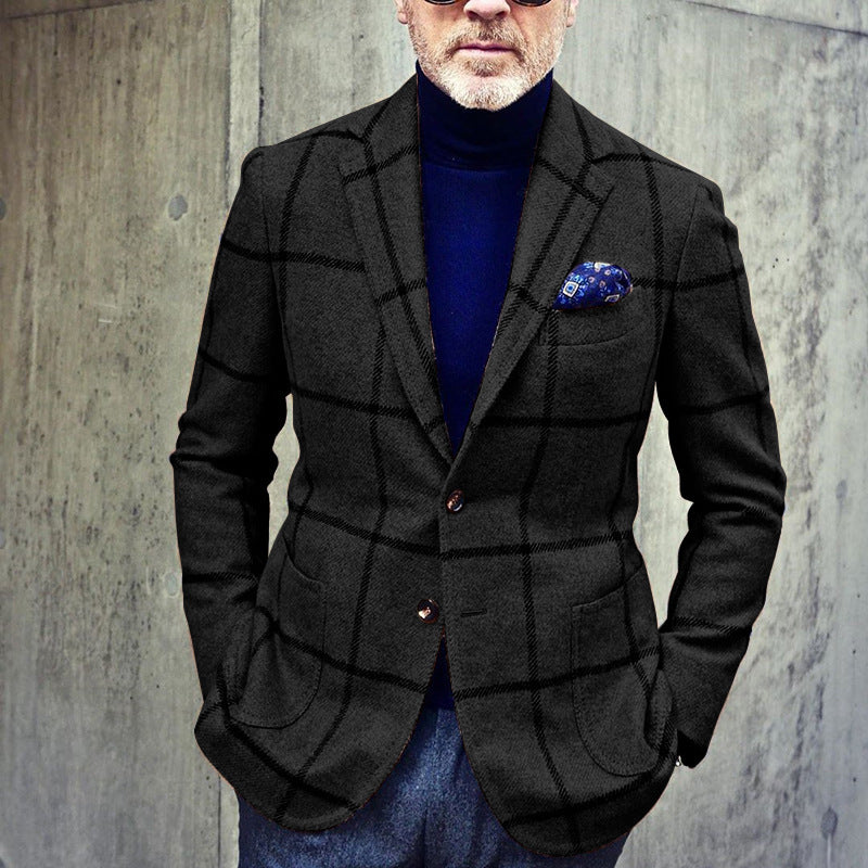 Blazer tendance décontracté à carreaux