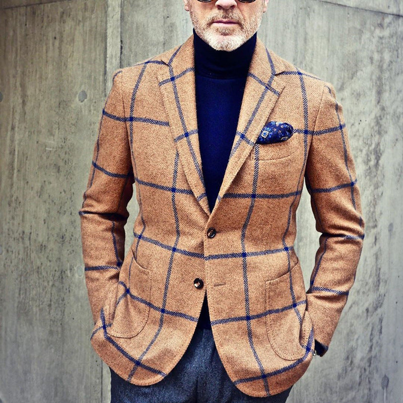 Blazer tendance décontracté à carreaux