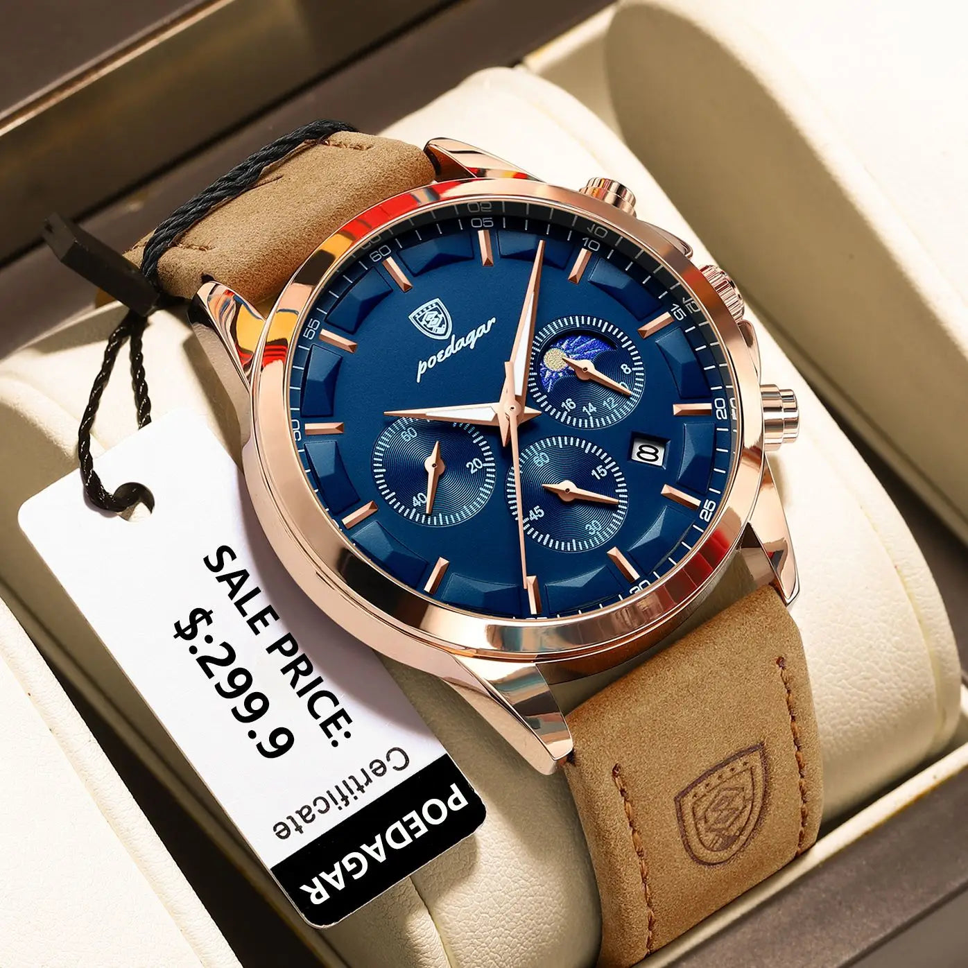 Luxury Sports Leather Quartz Watch Waterproof Men's Watches