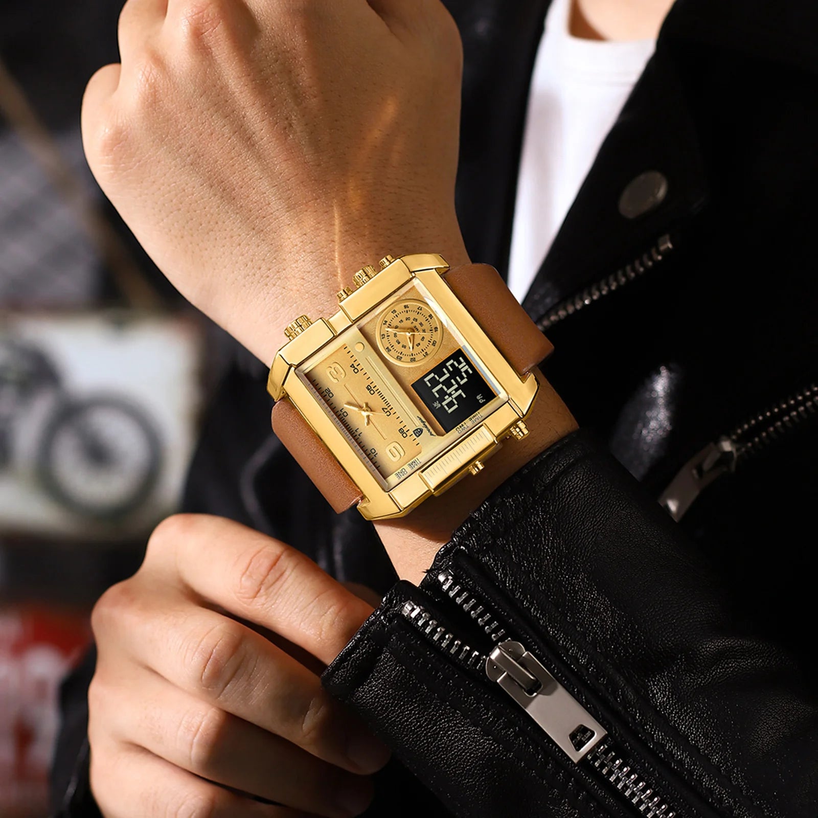 Luxury Rectangle Waterproof Digital Multifunction Men's Watches