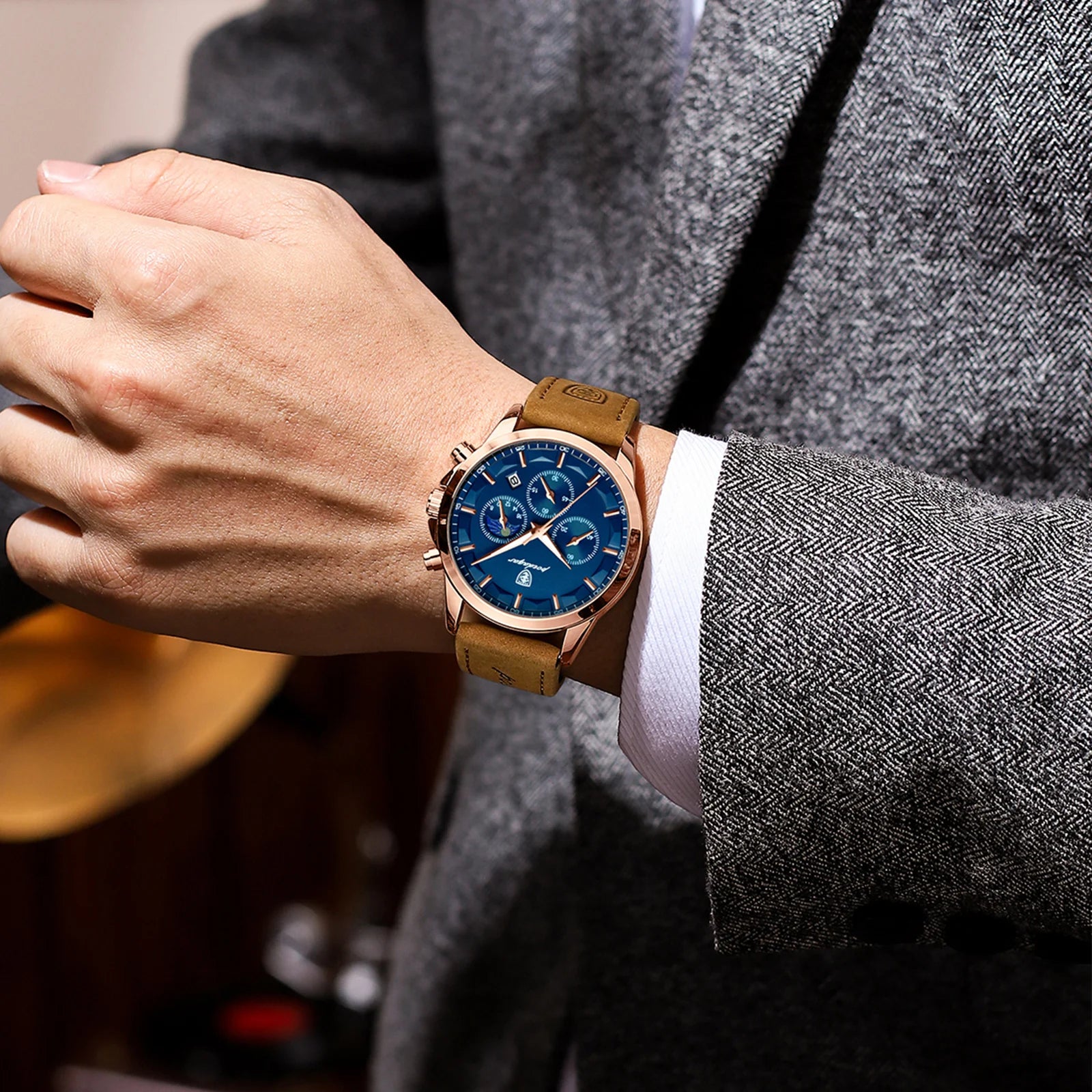 Luxury Sports Leather Quartz Watch Waterproof Men's Watches