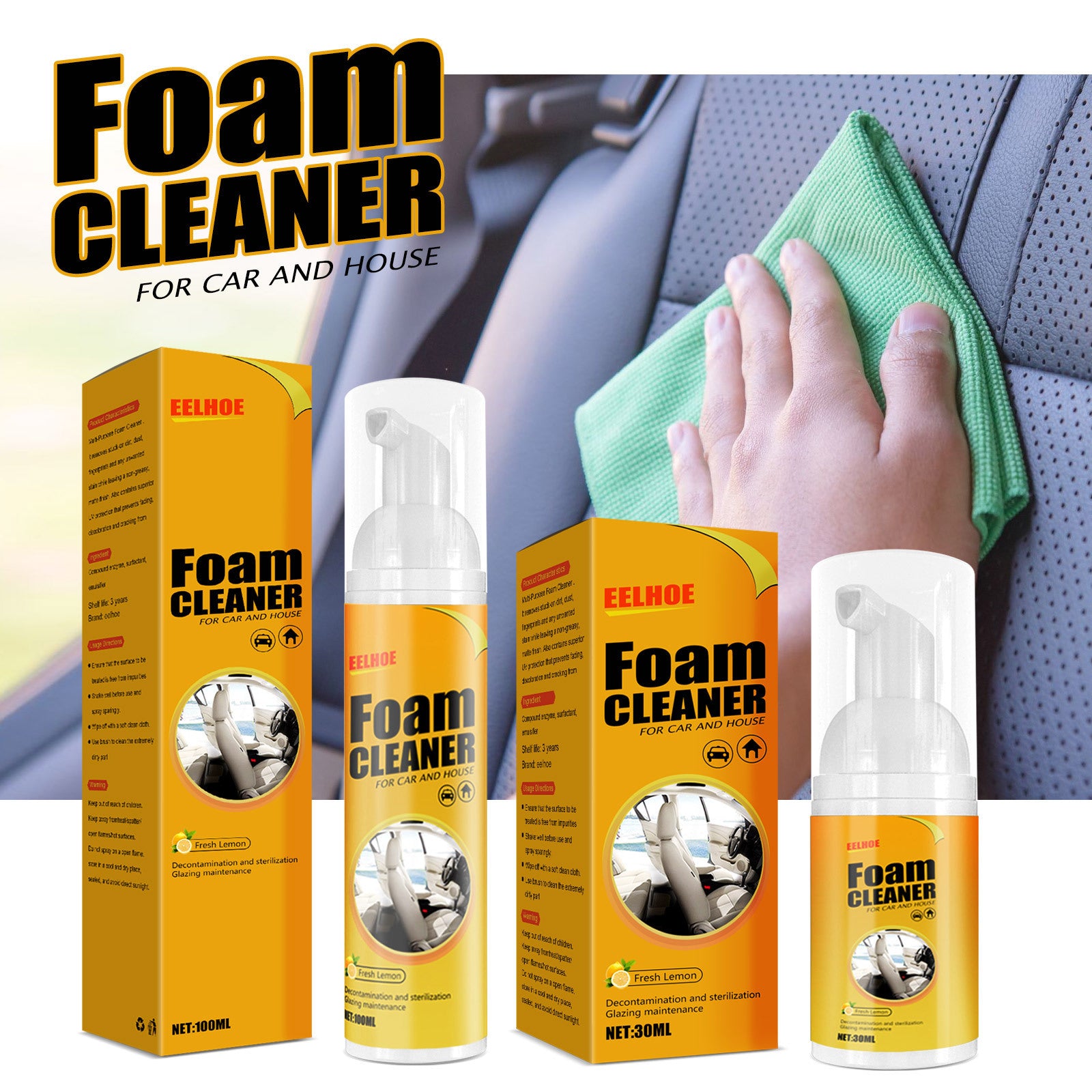 Nettoyant en mousse multifonctionnel pour voiture