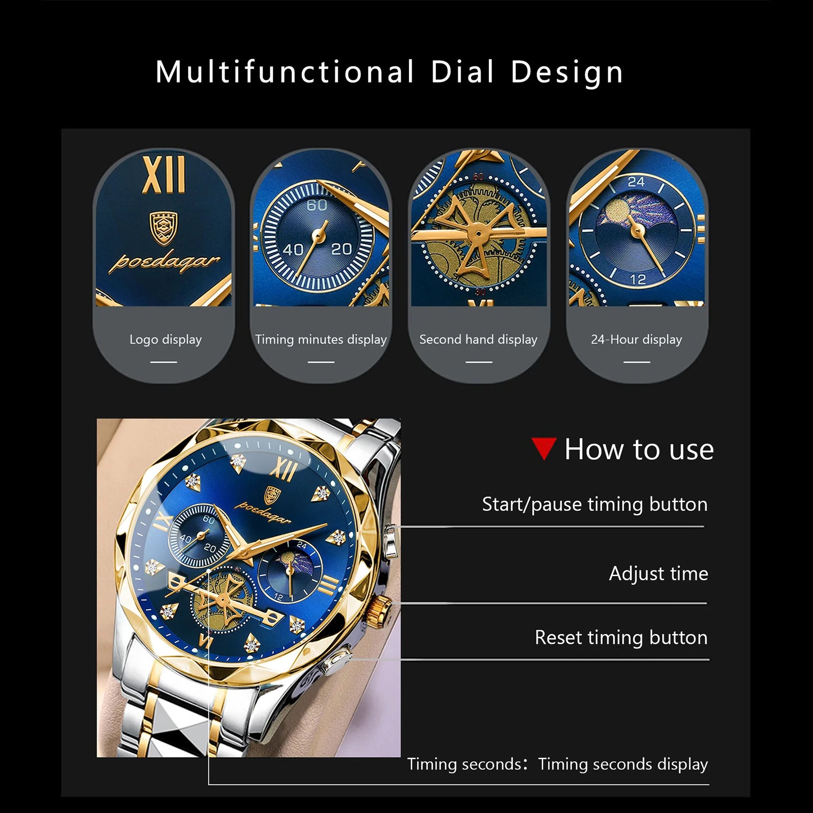Luxury for Men Stainless Steel Men's Quartz Watches