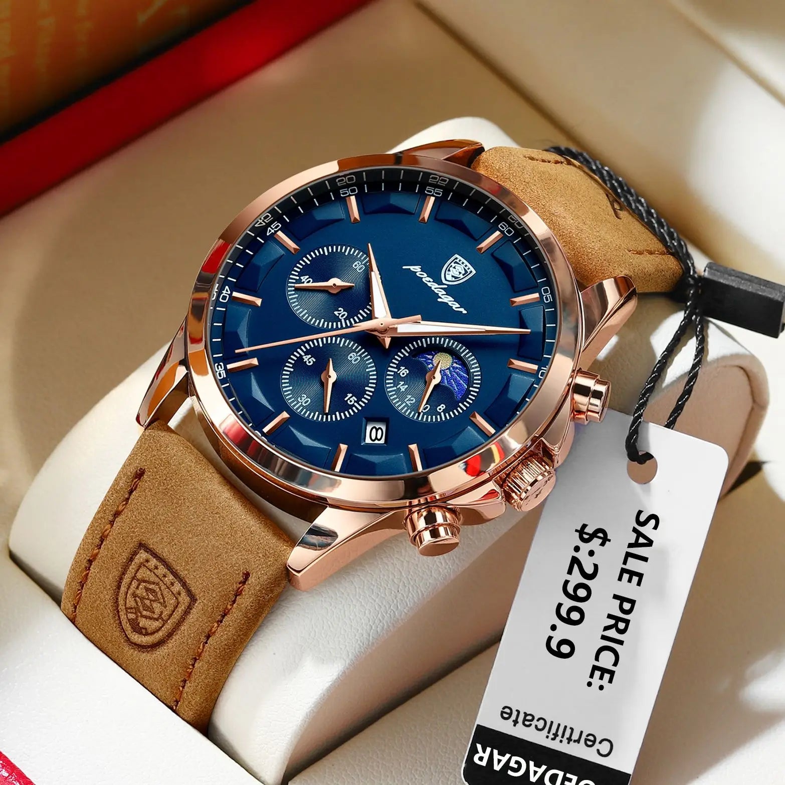 Luxury Sports Leather Quartz Watch Waterproof Men's Watches