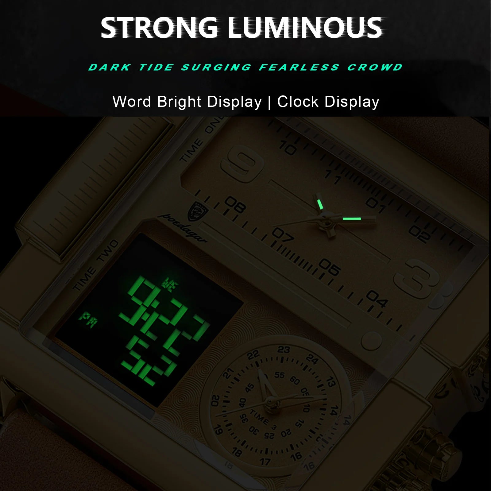 Luxury Rectangle Waterproof Digital Multifunction Men's Watches